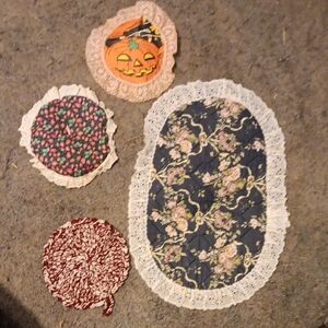 Vitange Floral and Festive Fabric Coasters Set